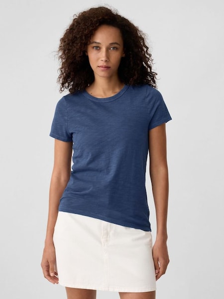 Navy/Blue Cotton ForeverSoft Short Sleeve Crew Neck T-Shirt (H85391) | £14