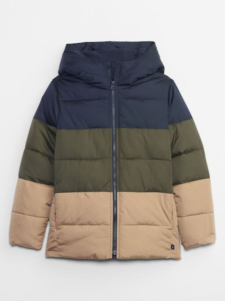 Navy, Green & Beige Water Resistant Cold Control Quilted Puffer Jacket (K00624) | £50