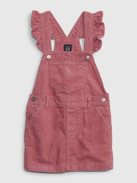 Pink Corduroy Flutter Sleeve Pinafore Dress (K00638) | £35