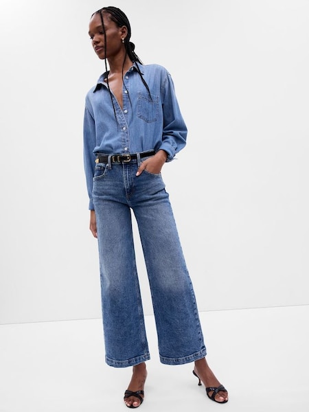 Blue High Waisted Ankle Jeans with Washwell (K00973) | £55