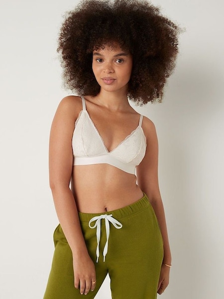 Coconut White Regular Cup Lace Unlined Triangle Bralette (K01891) | £26