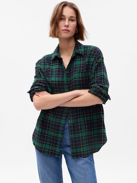 Green Flannel Big Long Sleeve Shirt (K01898) | £55