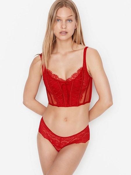 Lipstick Red Lace Unlined Non Wired Corset Bra Top (K04955) | £59