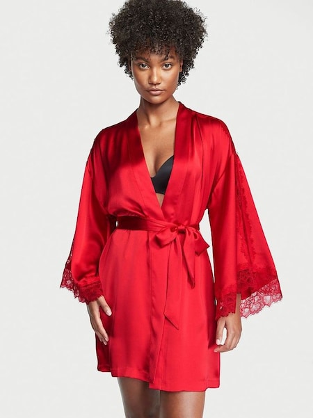Lipstick Red Lace Inset Robe (K04973) | £75