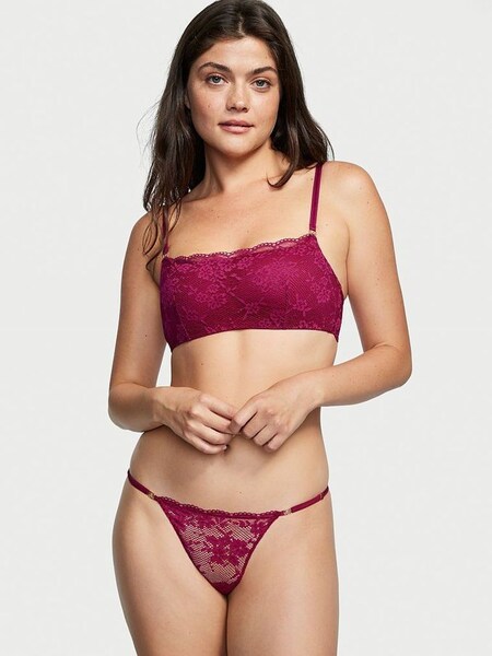 Claret Red Lace Thong Knickers (K06198) | £6