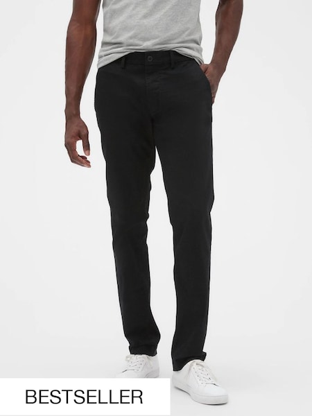 Black Essential Chinos in Slim Fit with Washwell (K12313) | £40
