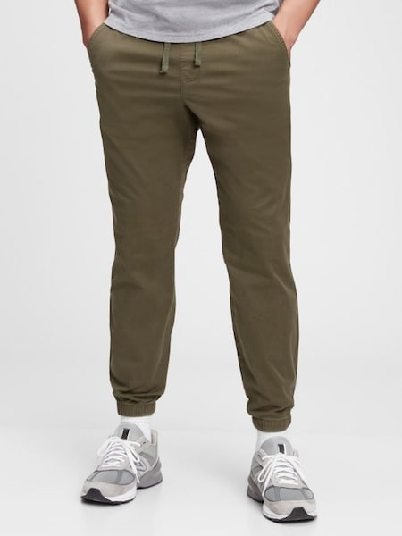 Khaki Green Slim Twill Cuffed Trouser (K12320) | £40