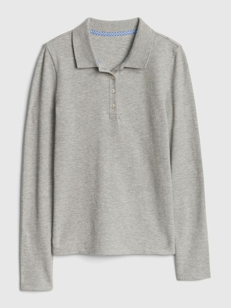 Grey Uniform Stretch Long Sleeve Polo Shirt (K12712) | £12