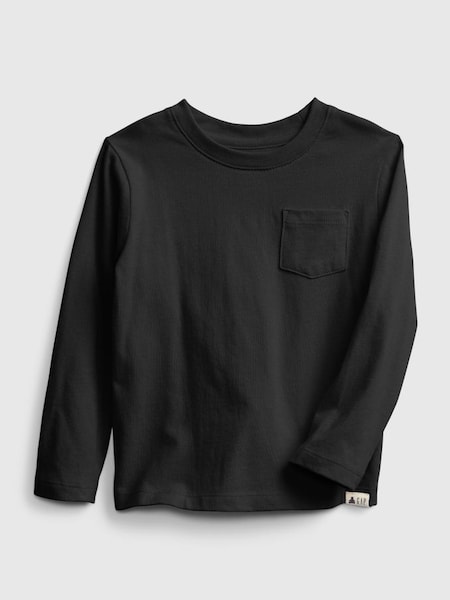 Black Pocket Long Sleeve Crew Neck T-Shirt (K12816) | £6