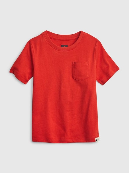 Light Red Pocket Short Sleeve Crew Neck T-Shirt (K12818) | £6