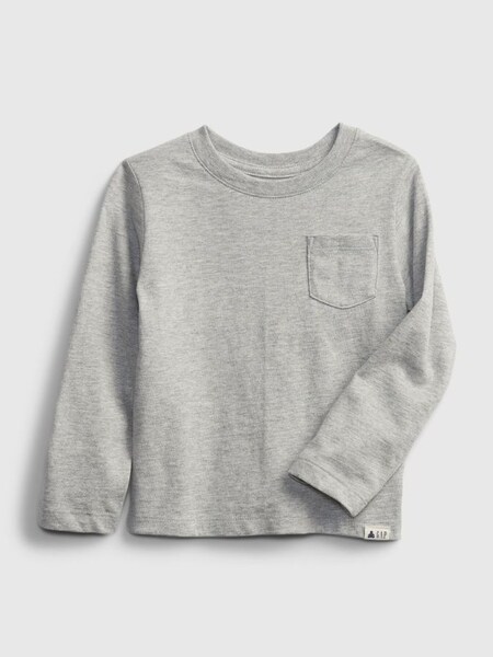 Light Grey Pocket Long Sleeve Crew Neck T-Shirt (K12822) | £6