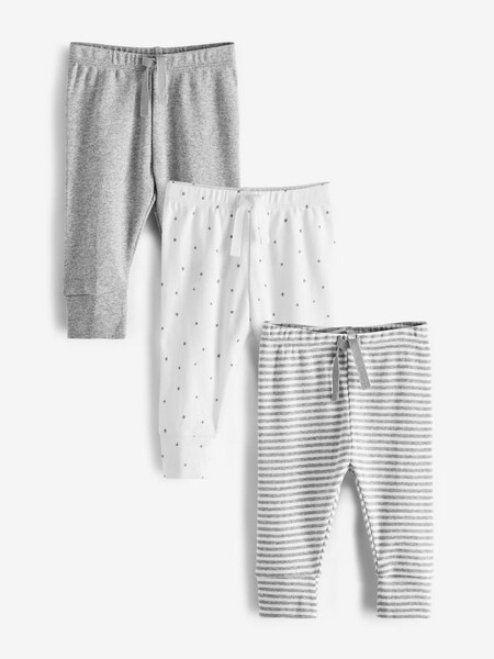 Grey Print Organic Cotton Joggers 3-Pack -  Baby (K13323) | £12