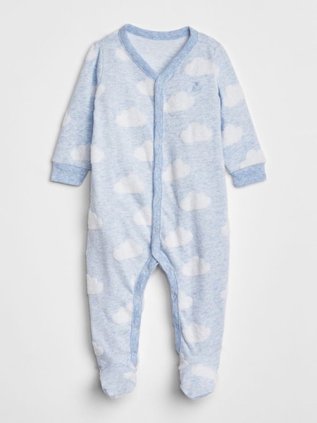 Blue Heart Long Sleeve Baby Sleepsuit (K13332) | £7