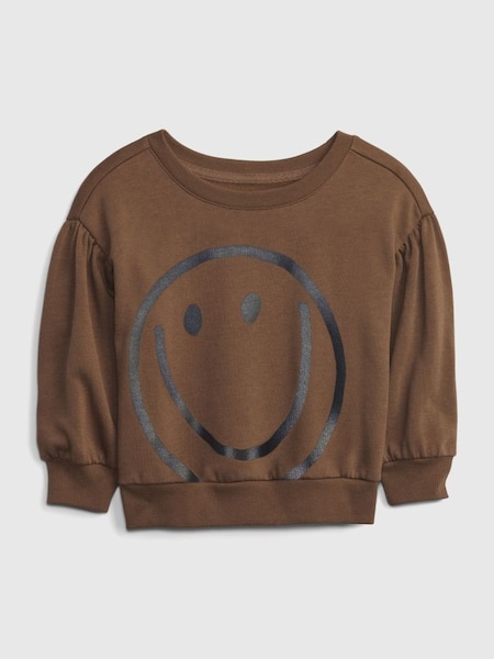 Brown Puff Sleeve Crew Neck Sweatshirt (K14804) | £15