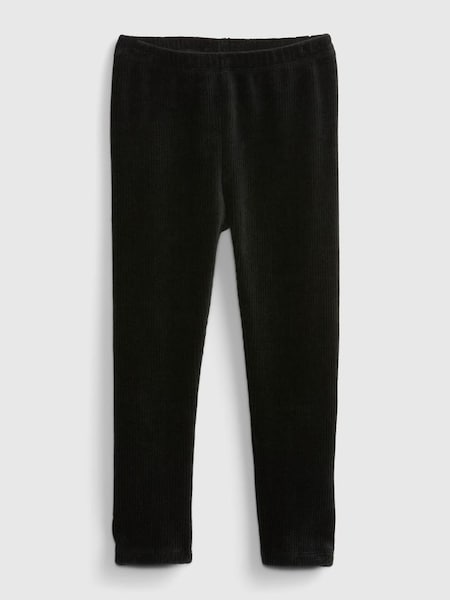 Black Ribbed Velour Leggings (K14818) | £10