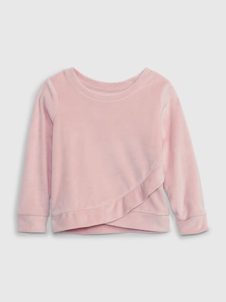 Pink Velour Ruffle Hem Sweatshirt (K14822) | £15