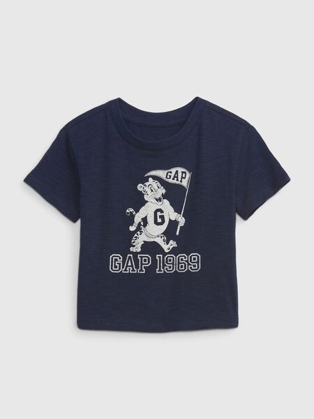 Blue Graphic Blue Short Sleeve Crew Neck T-Shirt (K14832) | £8