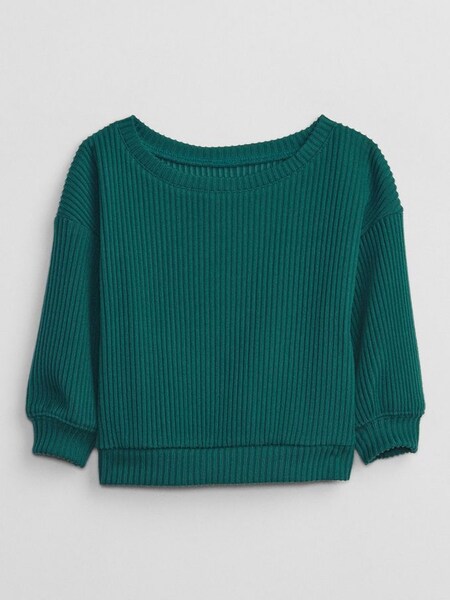 Green Ribbed Crew Neck Sweatshirt (K14860) | £15