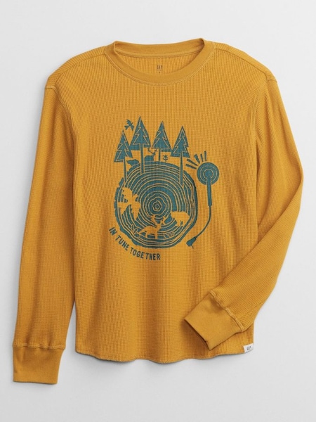 Yellow Thermal Graphic Long Sleeve T-Shirt (K15236) | £16