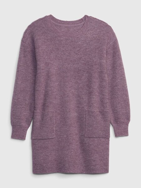 Purple Ribbed Long Sleeve Crew Neck Jumper Dress (K15438) | £35