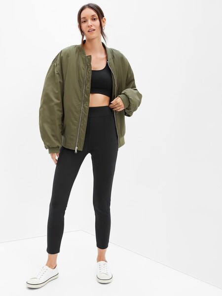 Black Mid-Rise Seamed Leggings (K15725) | £15