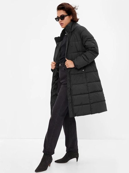 Black Long Puffer Coat (K15762) | £75