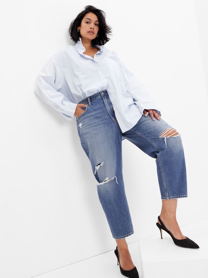 High waisted ripped deals mom jeans uk