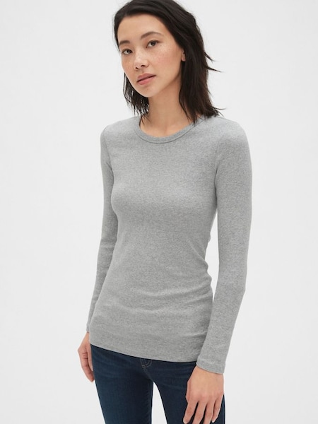 Grey Modern Long Sleeve Crew Neck T-Shirt (K15812) | £25