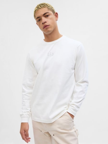 White Logo Crew Neck Long Sleeve T-Shirt (K16838) | £30