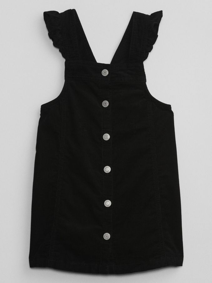 Girls black 2024 dungaree dress