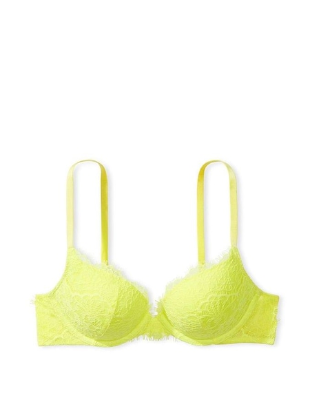 Lime Citron Yellow Push Up Lightly Lined Lace Demi Bra (K22234) | £24