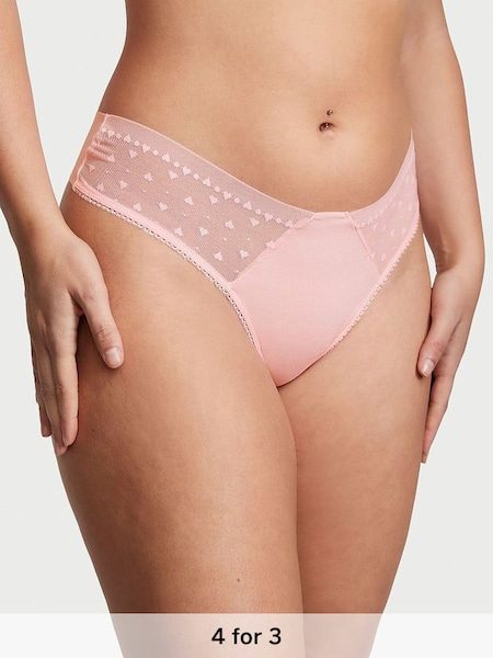 Pretty Blossom Pink Scalloped Thong Knickers (K22421) | £9