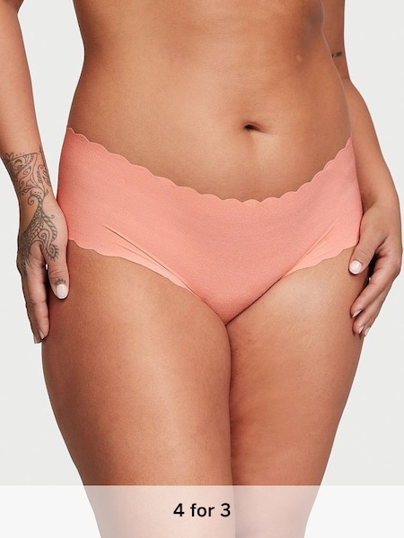 Punchy Peach Orange Scalloped Cheeky No-Show Knickers (K22573) | £9