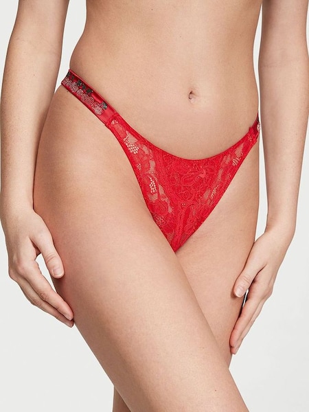 Cherry Red Crotchless Shine Strap Knickers (K22612) | £20
