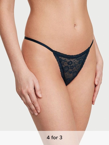 Noir Navy Blue Lacie String Thong Knickers (K22780) | £9