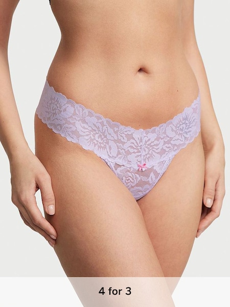 Lucky Lilac Purple Roses Thong Lace Knickers (K22781) | £9