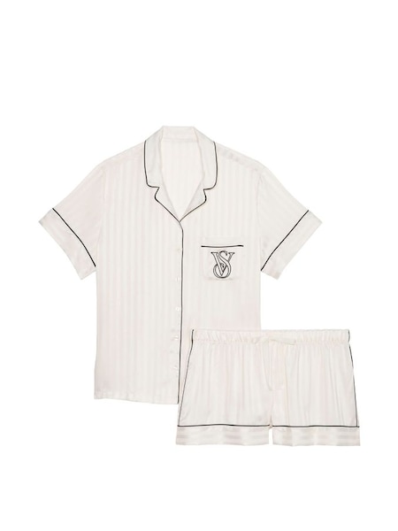 Coconut White Satin Short Pyjamas (K23464) | £65