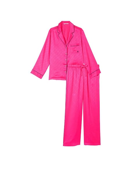Forever Pink Satin Long Pyjamas (K23470) | £69