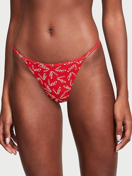 Lipstick Red Tossed Love Printed G String Knickers (K23478) | £9