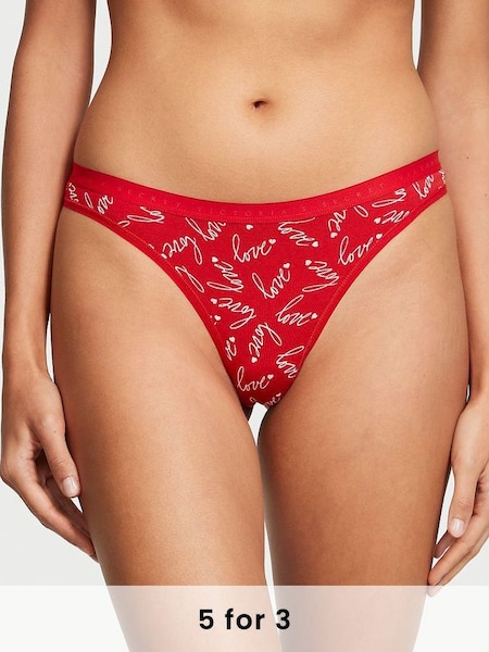 Lipstick Red Tossed Love Printed Thong Knickers (K23487) | £9