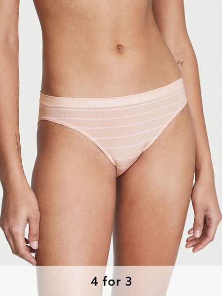 Purest Pink Clean Stripe Pink Printed Seamless Bikini Knickers (K23614) | £9