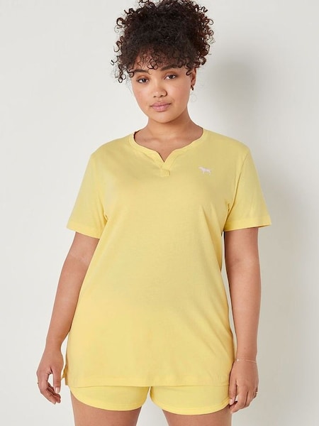 Tulip Yellow V Neck Short Sleeve T-Shirt (K24504) | £14