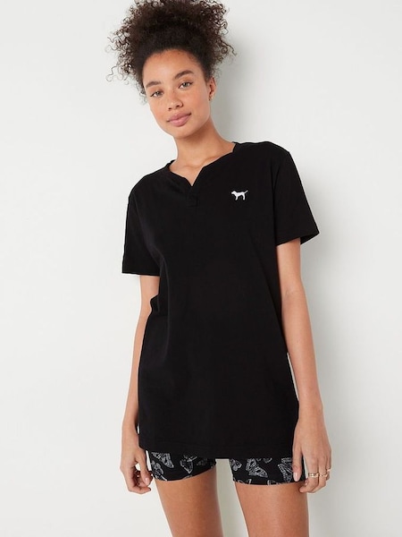 Pure Black V Neck Short Sleeve T-Shirt (K24509) | £30