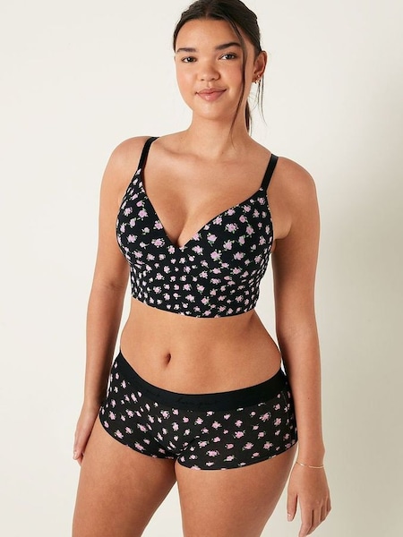 Pure Black Floral Smooth Non Wired Push Up Bralette (K24752) | £30