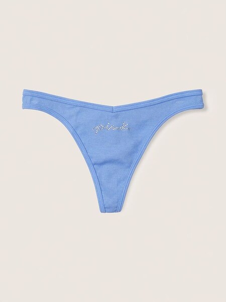 Sunflower Blue with Diamante Blue Thong Cotton Knickers (K25581) | £14