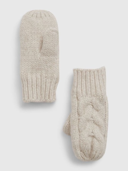 Cream Cable-Knit Mittens (K25973) | £10