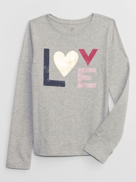 Grey Graphic Long Sleeve Crew Neck T-Shirt (K25976) | £10