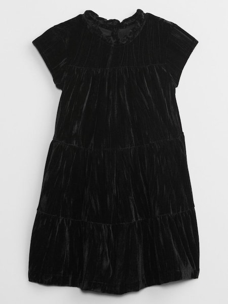 Black Velvet Short Sleeve Dress (K26443) | £20