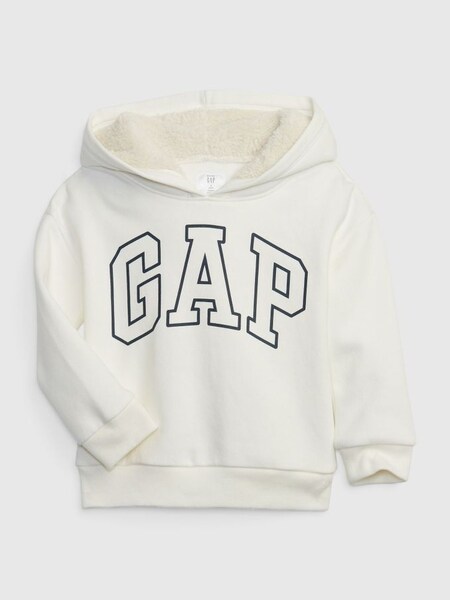 White Logo Sherpa Lined Hoodie (K26531) | £20