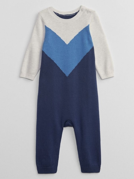 Blue Knitted Chevron Baby Romper (K27376) | £10